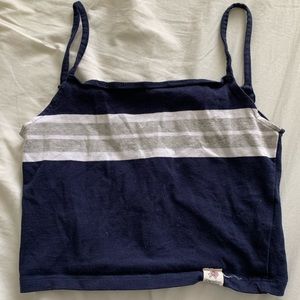 Cropped blue tank top with stripes